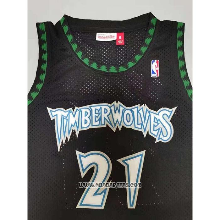 Camiseta Minnesota Timberwolves Kevin Garnett #21 Hardwood Classics Throwback Negro